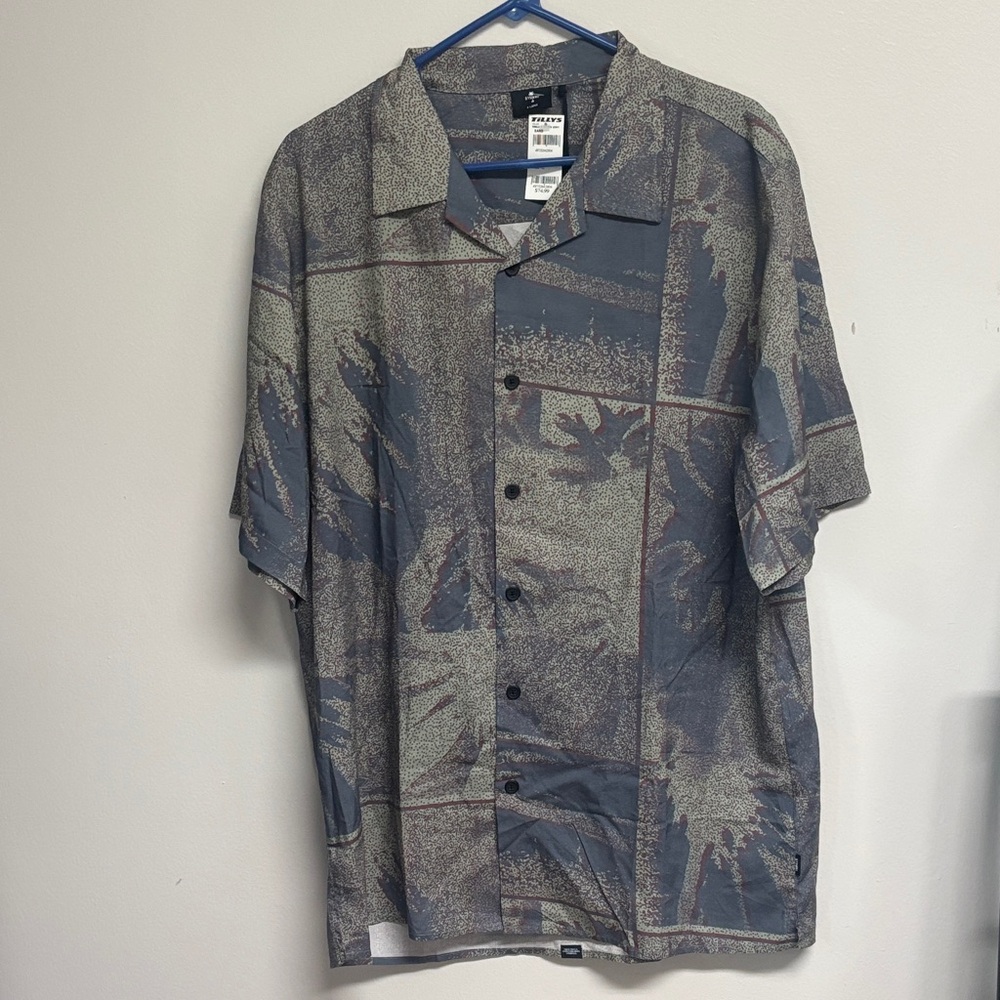 Men’s Button Down Shirt by Thrills Gray & Blue Multicolor Size XL NWT